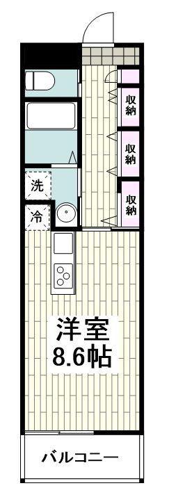 ティアレ上大岡(ワンルーム/6階)の間取り写真