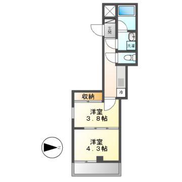 BS117ノース(2K/8階)の間取り写真
