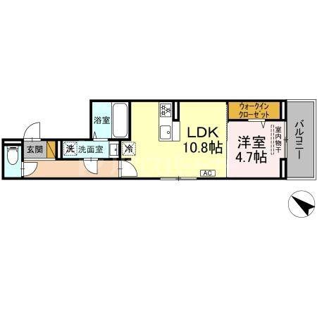 D-ROOM神明町II A(1LDK/2階)の間取り写真