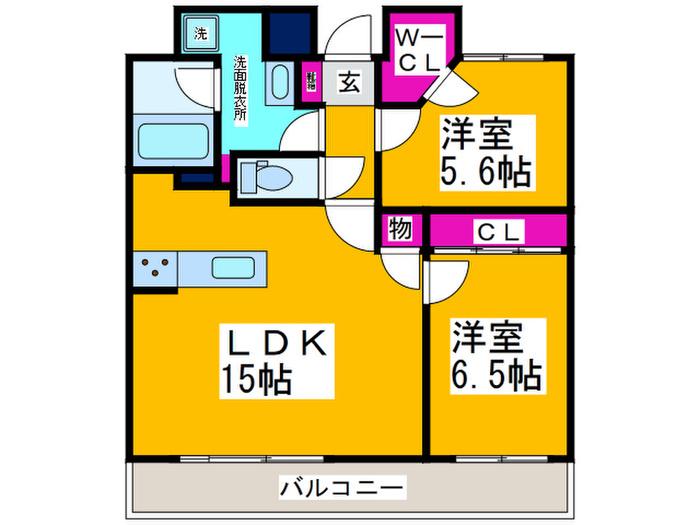 アルデール東山(2LDK/5階)の間取り写真