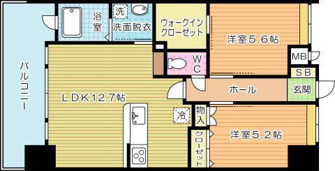 リブラ ブライト(2LDK/7階)の間取り写真