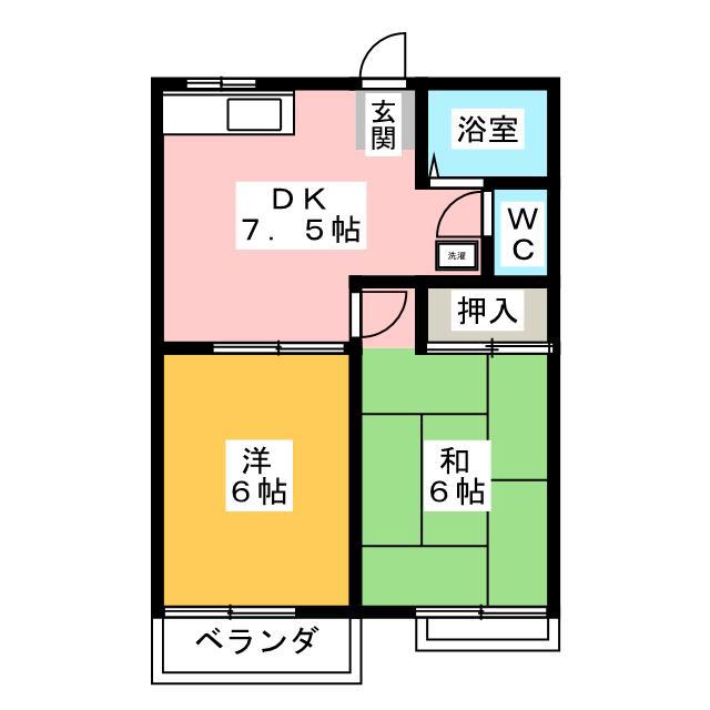 エレガンスハイムC(2DK/2階)の間取り写真