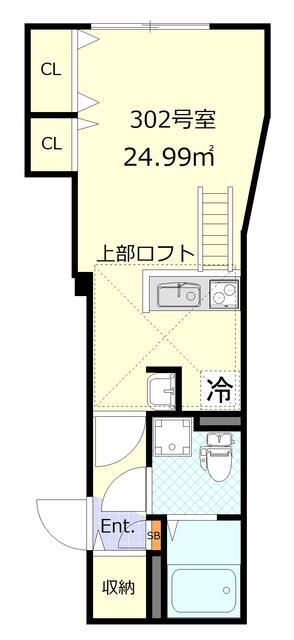 ルノン東糀谷(1K/3階)の間取り写真