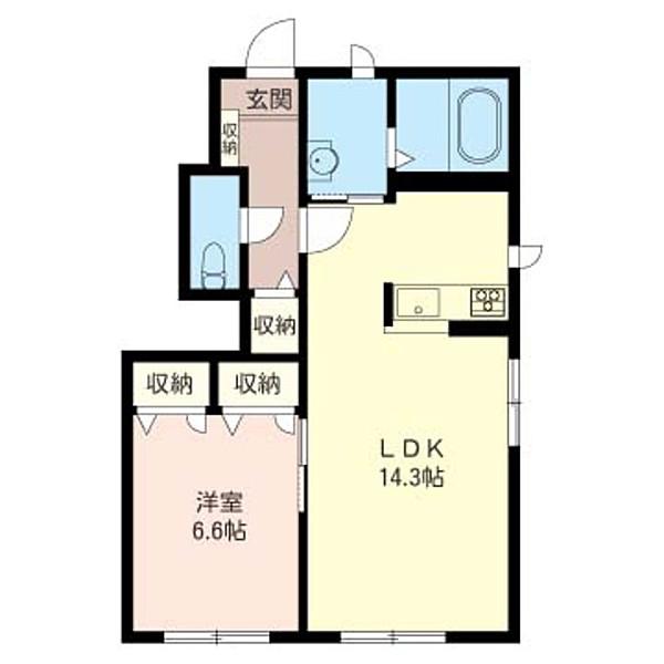 MメゾンB(1LDK/1階)の間取り写真