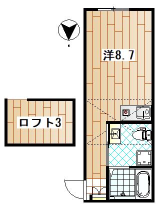 ビームスルック(ワンルーム/1階)の間取り写真