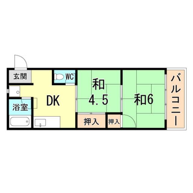ト―ハイマンション(2DK/3階)の間取り写真