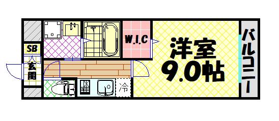 グレイス難波南(1K/3階)の間取り写真