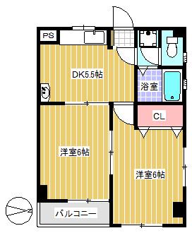 ベルコモンズ(2DK/3階)の間取り写真