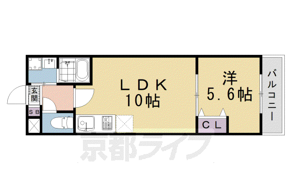 SOLITAIRE梅小路(1LDK/5階)の間取り写真