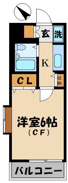 東所沢ダイカンプラザ(1K/2階)の間取り写真