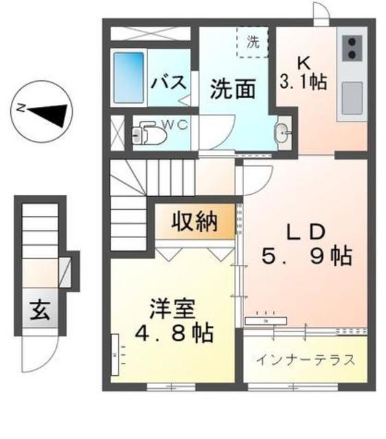 グランコートM・H(1LDK/2階)の間取り写真