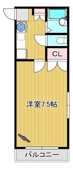 エトワール矢城C棟(1K/3階)の間取り写真