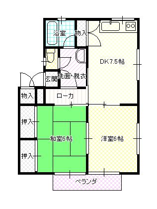 リバーサイド幸和(2DK/2階)の間取り写真