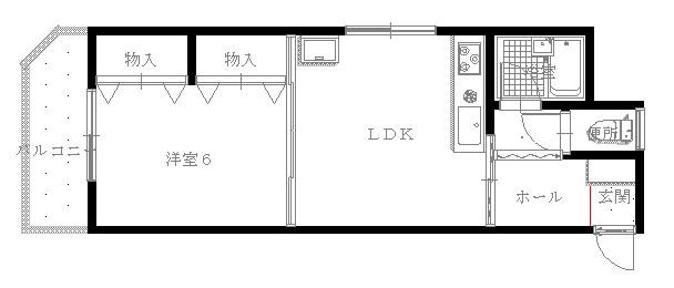 セシール幸和(1DK/3階)の間取り写真