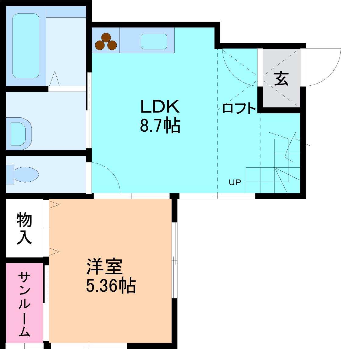 STATION(1LDK/2階)の間取り写真