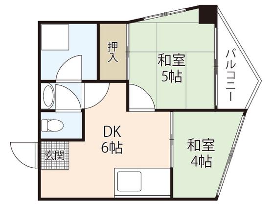東白ビル(2DK/3階)の間取り写真