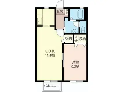 ビューテラスI(1LDK/1階)の間取り写真