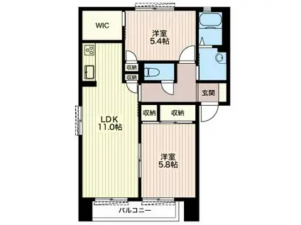 セゾンヴィラージュA棟(2LDK/2階)の間取り写真