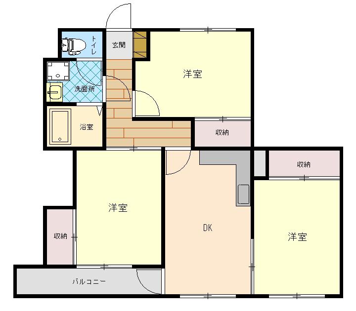 グレースステーション甲府(3DK/3階)の間取り写真