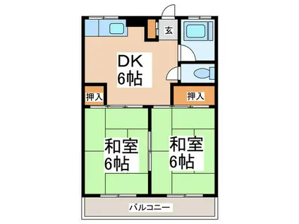 ハイツ久美(2DK/2階)の間取り写真