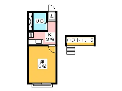ウイングヴィラ(1K/1階)の間取り写真
