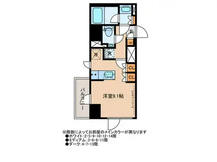 ザ・パークハビオ五反田(ワンルーム/13階)の間取り写真