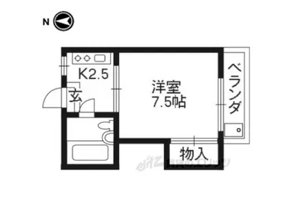 紫竹ドミール(1K/1階)の間取り写真