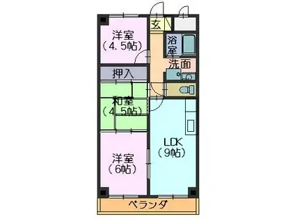 武藤ビル(3LDK/2階)の間取り写真