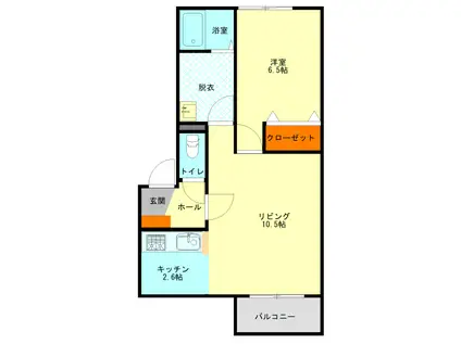 ハスコリオ旭町III(1LDK/1階)の間取り写真