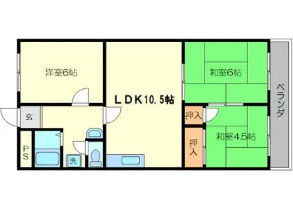 紀之国屋ビル(3LDK/3階)の間取り写真
