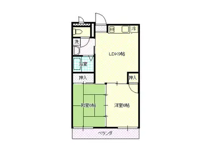 ドルム大江(2LDK/4階)の間取り写真