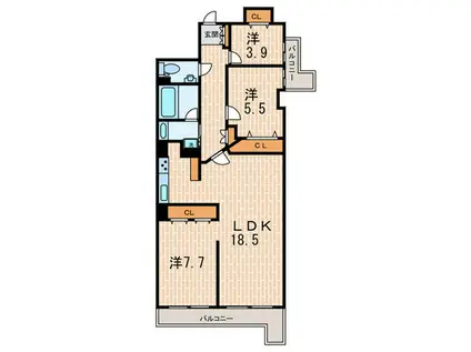 ビクトリアコート夙川(3LDK/2階)の間取り写真