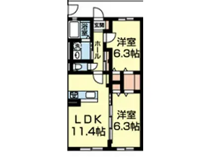 ラ コリーナ大津(2LDK/2階)の間取り写真