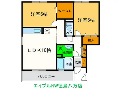 エスポワール弐番館(2LDK/2階)の間取り写真