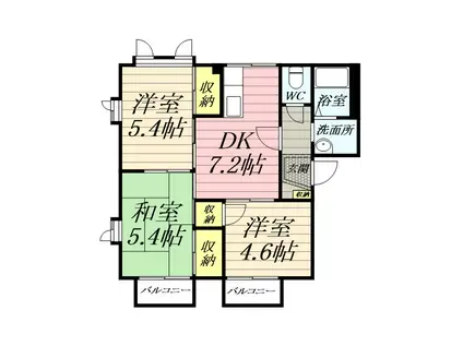 エスポワール湘南A(3DK/1階)の間取り写真