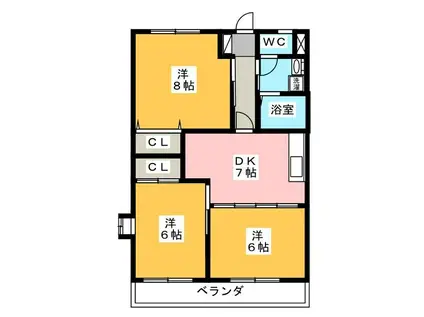 ロイヤルシティ豊田A(3DK/3階)の間取り写真