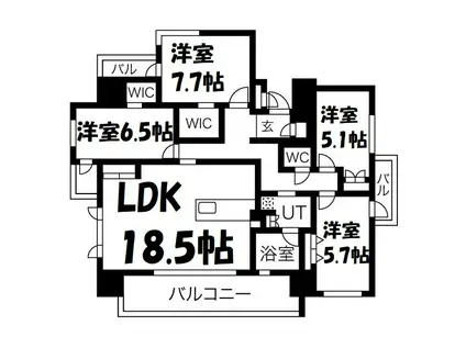 ラフルール覚王山(2LDK/10階)の間取り写真