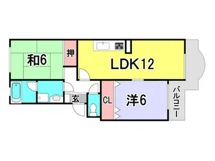 神畠ハイム(2LDK/1階)の間取り写真
