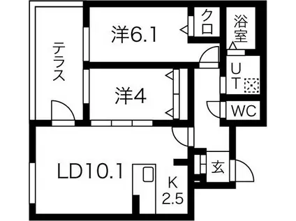 アルファスクエア円山2条(2LDK/1階)の間取り写真