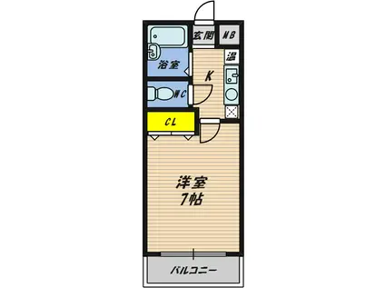 クレストヴィラ都島(1K/2階)の間取り写真