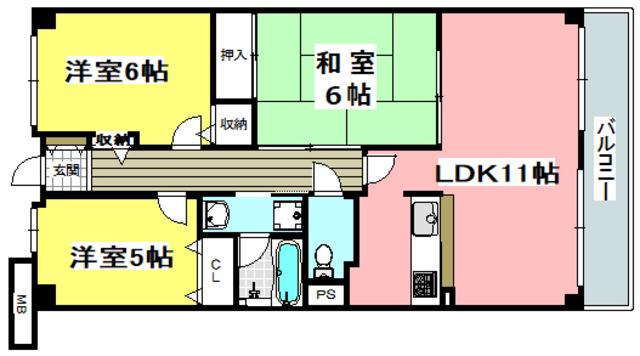 サワン東太田(3LDK/1階)の間取り写真