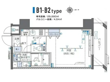 ZOOM AKIHABARA (1K/9階)の間取り写真
