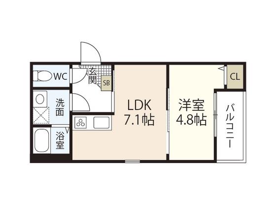 フォレスト草津南(1LDK/1階)の間取り写真