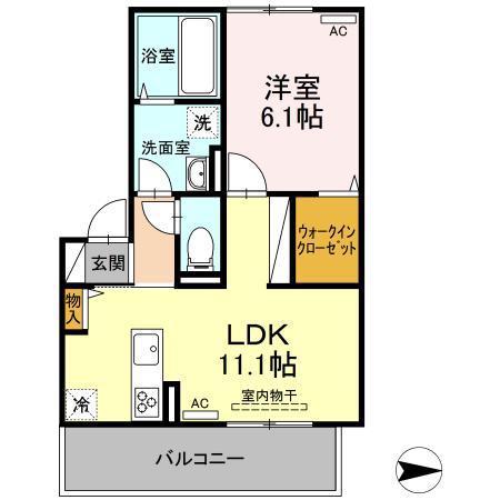 ブルー ビー ガーデン(1LDK/2階)の間取り写真