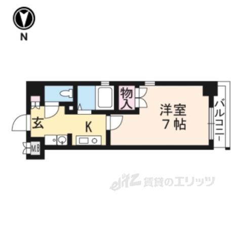 ベラジオ御所東(1K/2階)の間取り写真