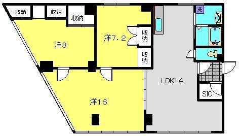 ミヤガワビル(3LDK/3階)の間取り写真