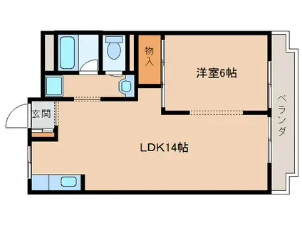 東生駒8番館(1LDK/4階)の間取り写真