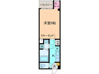 ドゥウェル下堀(1K/2階)の間取り写真