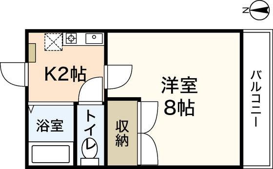 ステイタスオブ大野(1K/2階)の間取り写真