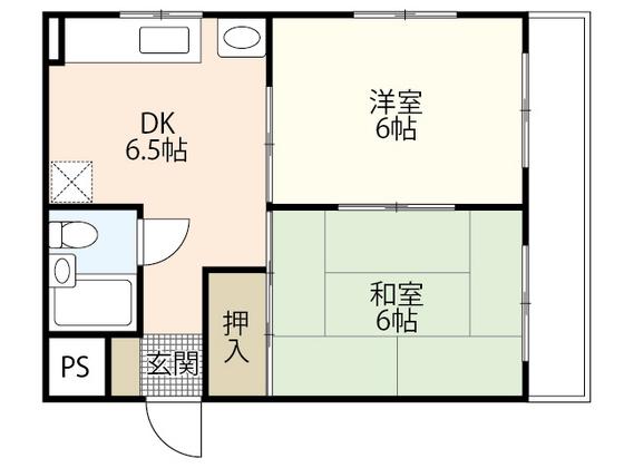 大松庚午ビル(2DK/4階)の間取り写真